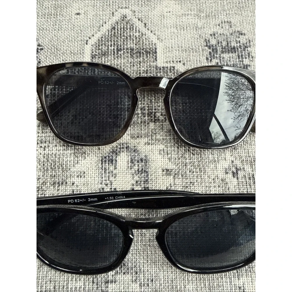 Set Of 2 +1.60  Reading Sunglasses Set Includes 2 Pairs - Black & Tortoise Shell